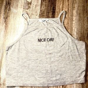 SHEIN Gray Ribbed Crop Tank Top